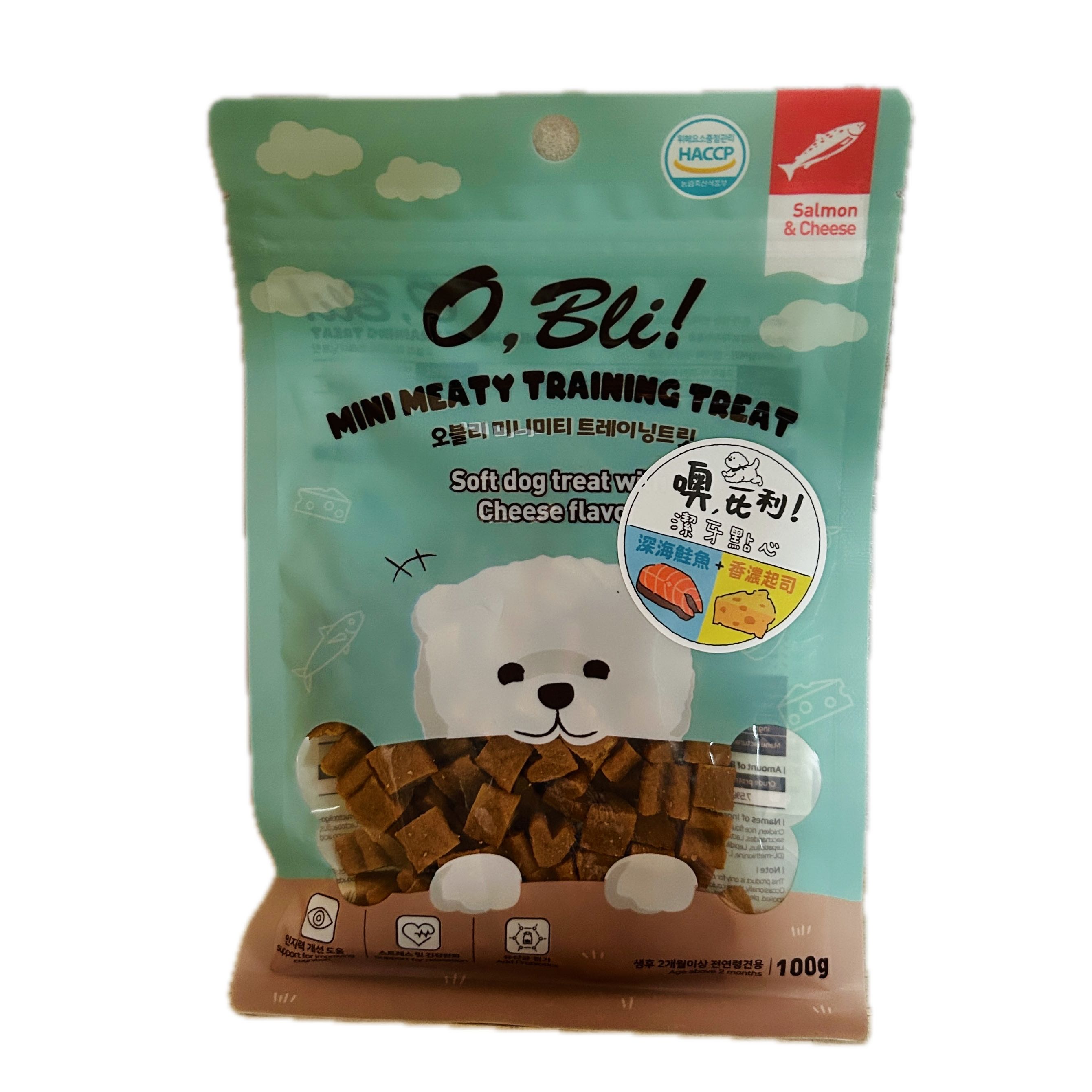 100G噢比利潔牙鮭魚加起司示意圖