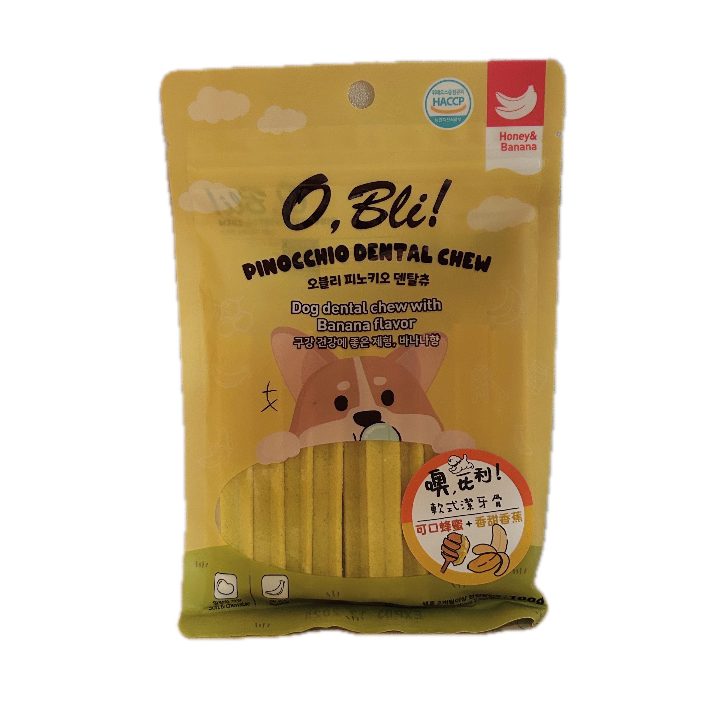 100G噢比利潔牙骨蜂蜜香蕉示意圖