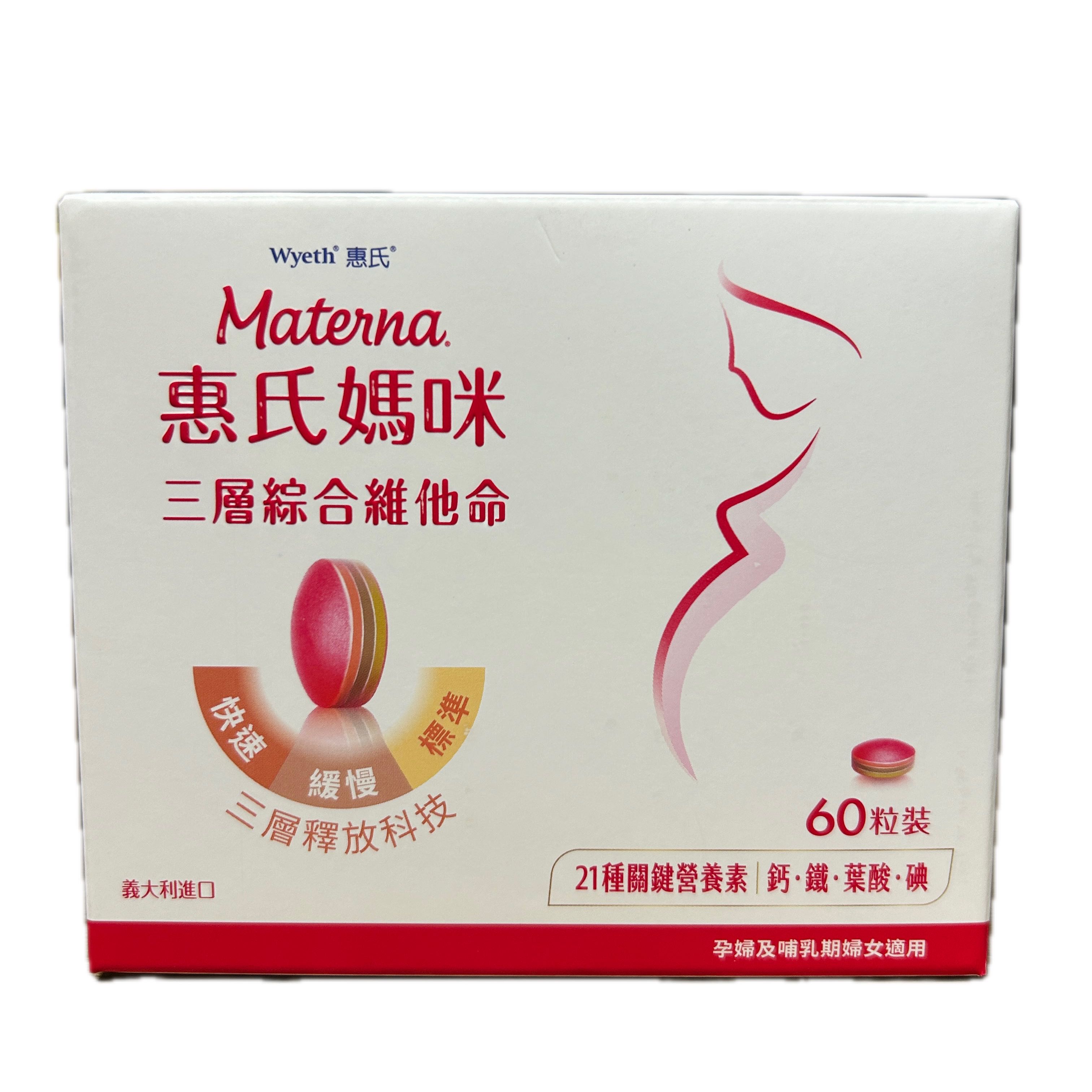 惠氏媽咪三層綜合維他命錠示意圖