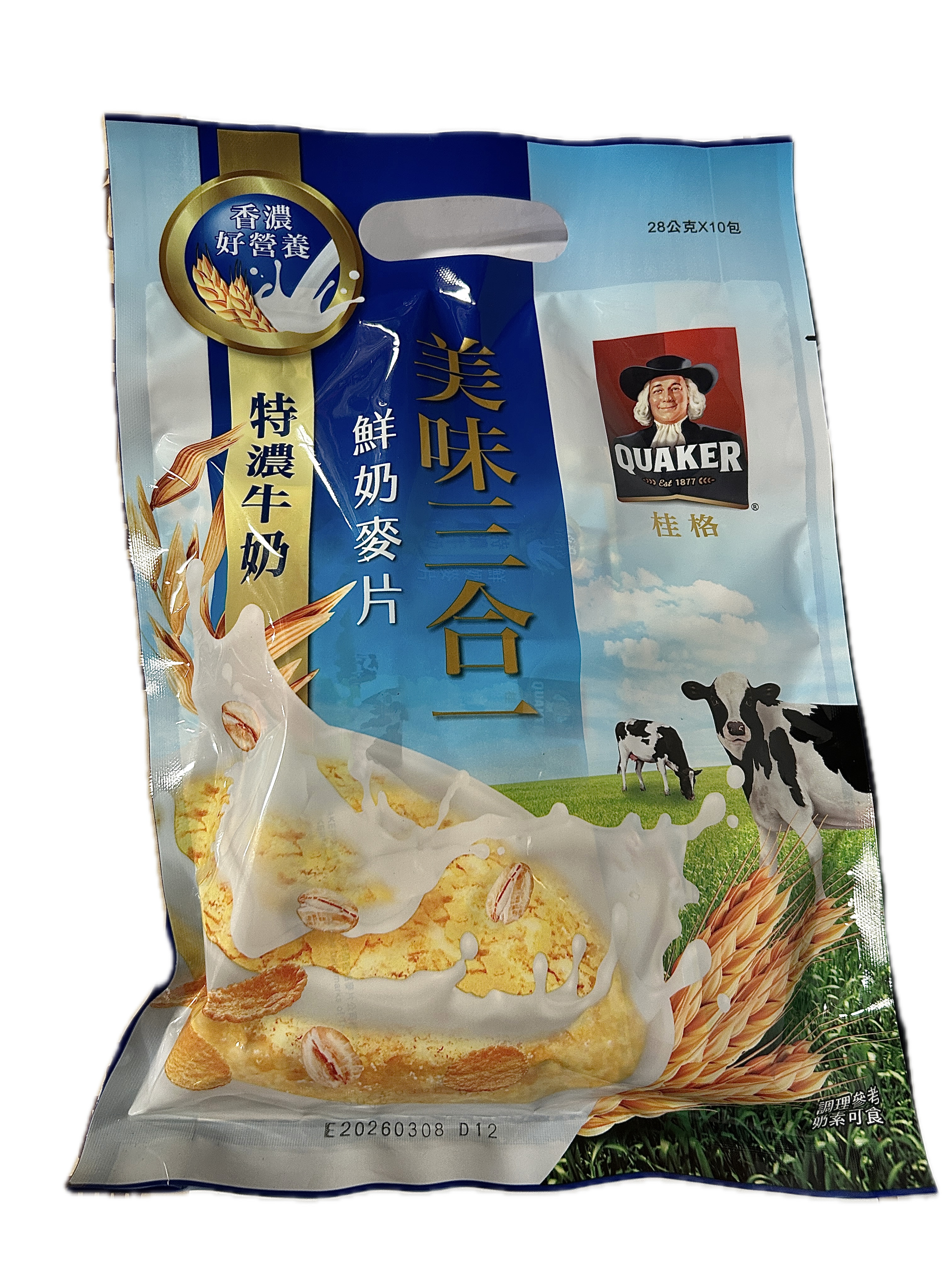桂格三合一麥片特濃牛奶示意圖