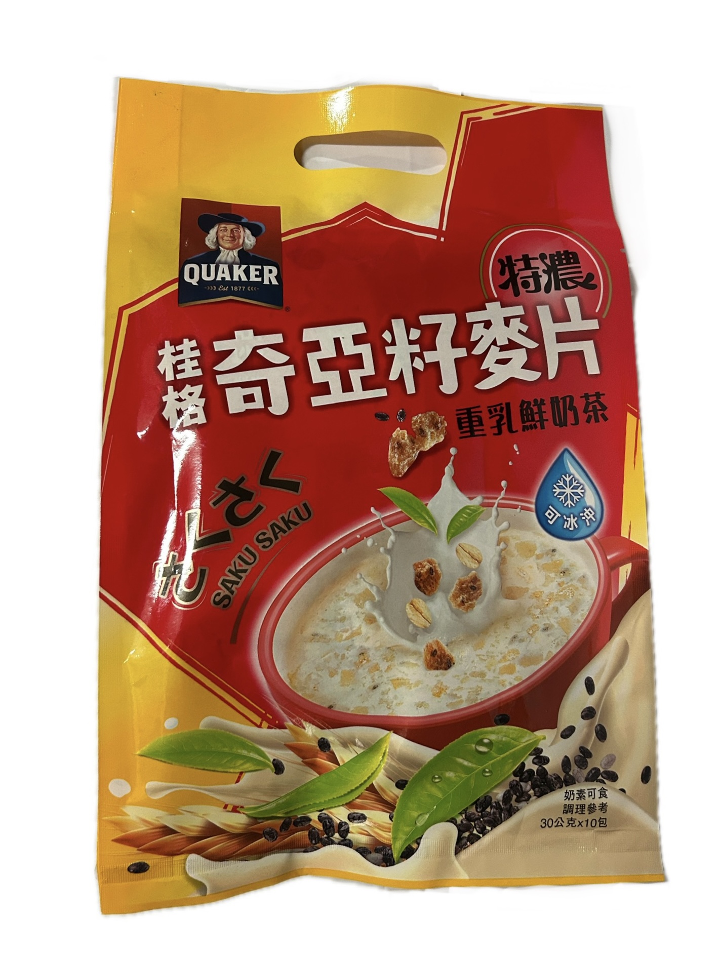 桂格奇亞籽麥片重乳鮮奶茶示意圖