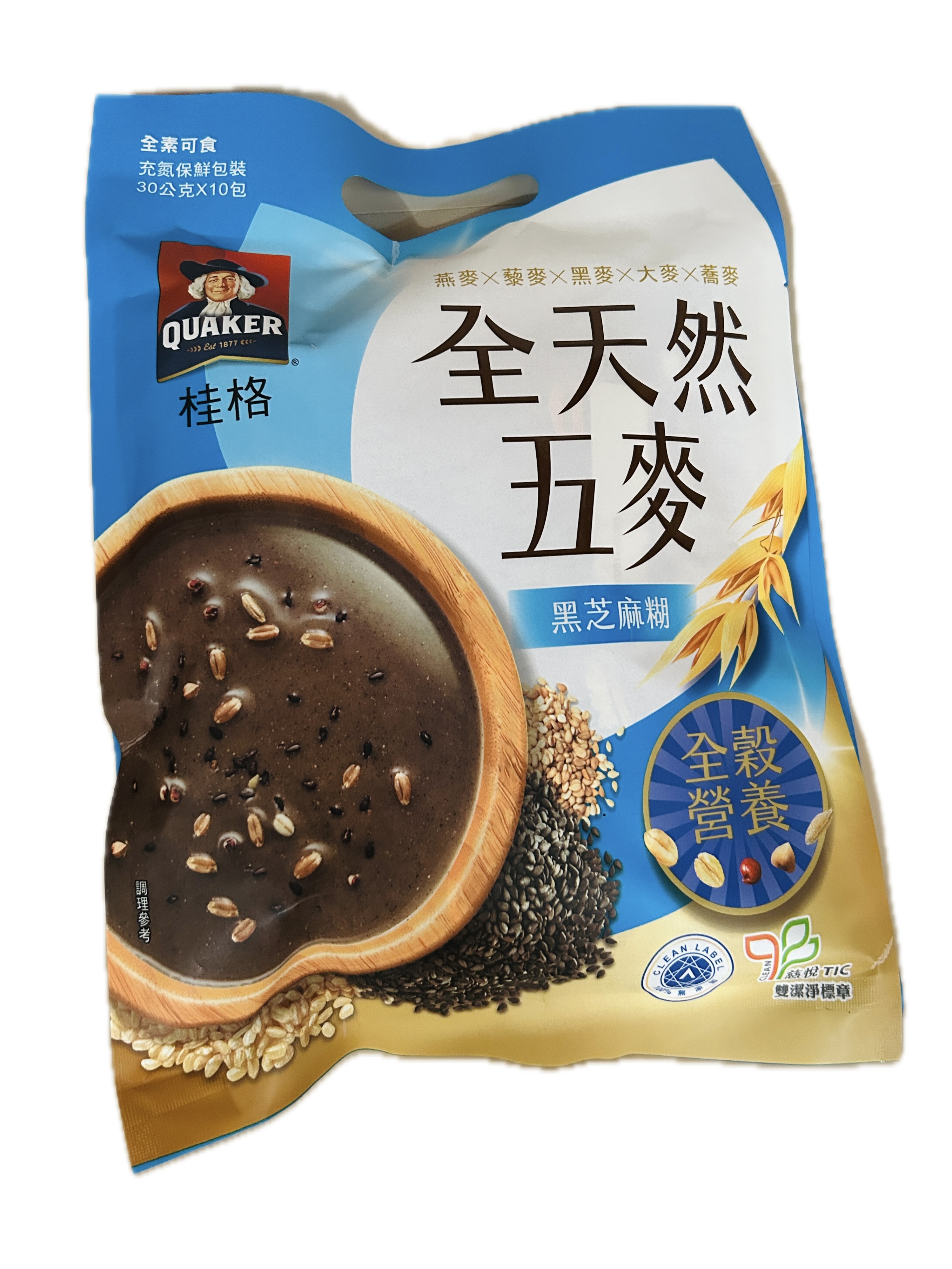 桂格芝麻五麥穀珍袋裝示意圖