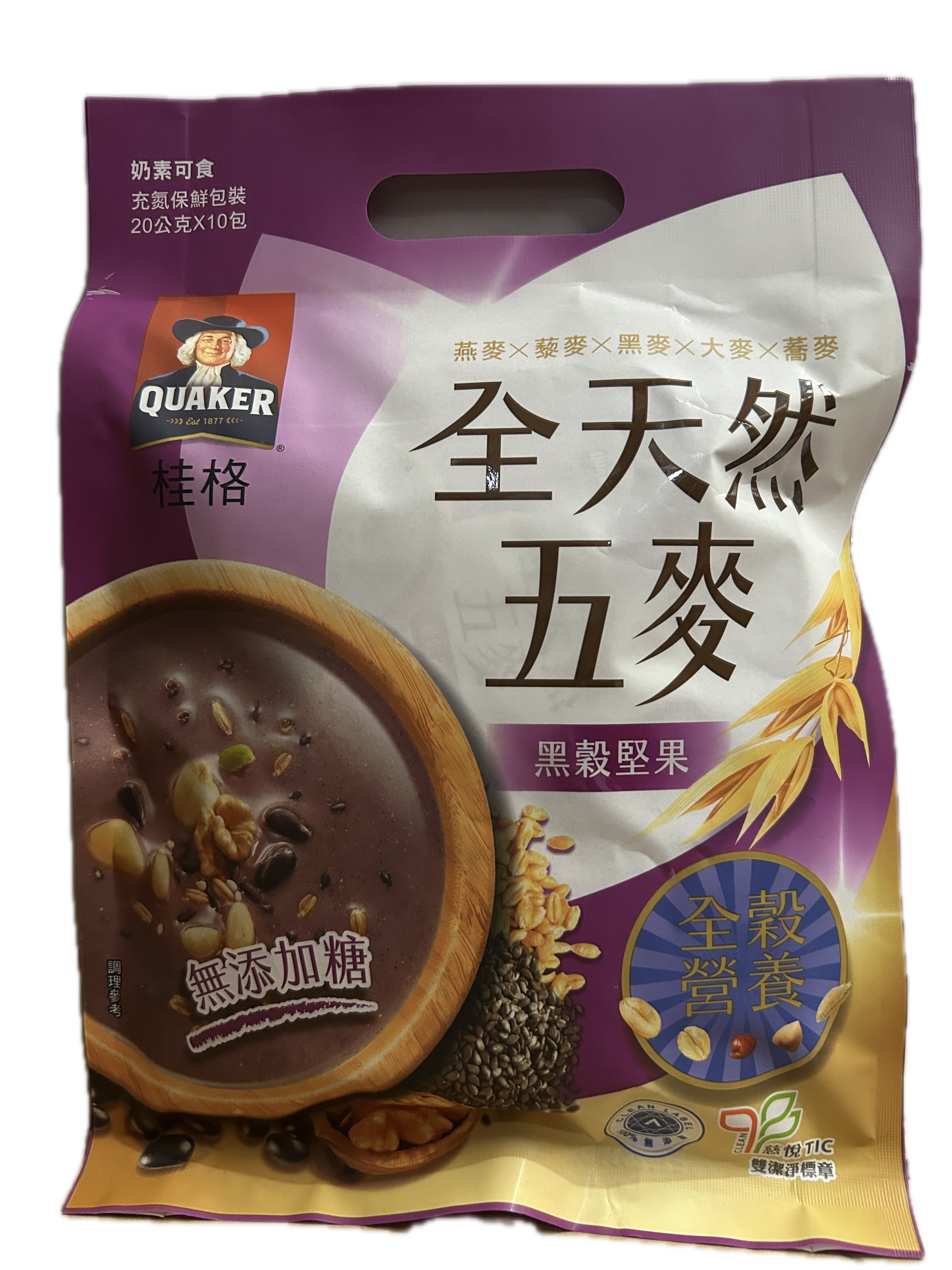 桂格五麥黑穀堅果無添加糖示意圖