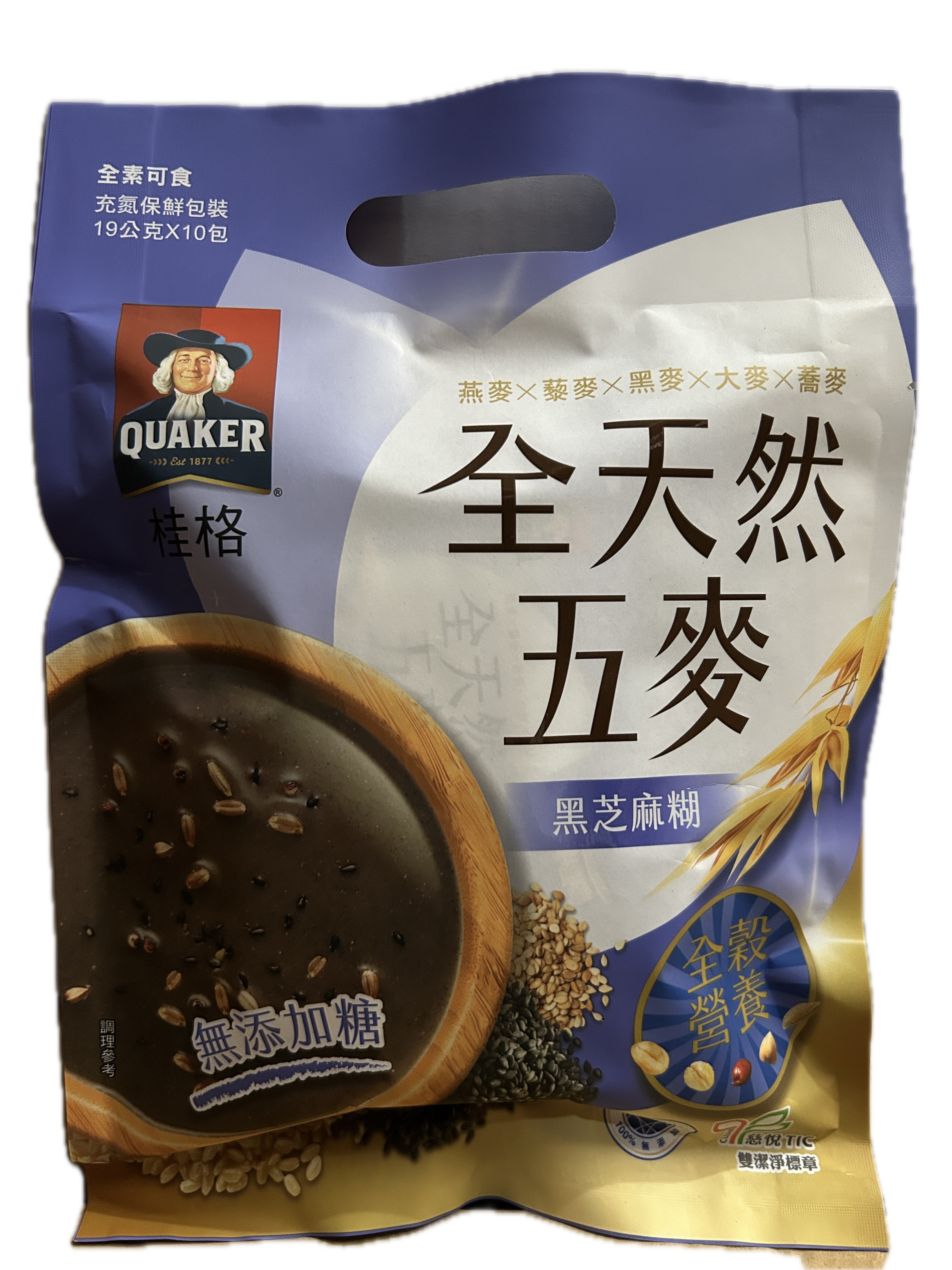 桂格五麥黑芝麻糊無添加糖示意圖