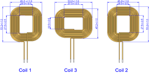 Automotive inductor【GW-3coil & Series】 Qi MP-A13-Automotive-Wireless charging 3 coil-Coil Specifications