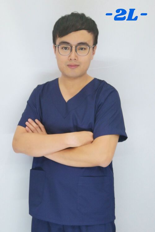 B20296_2L#男-深藍色短袖刷手服套裝(2L)示意圖