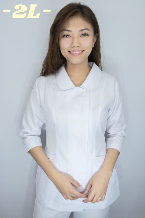 B30017_2L#白色七分袖護師服褲裝示意圖