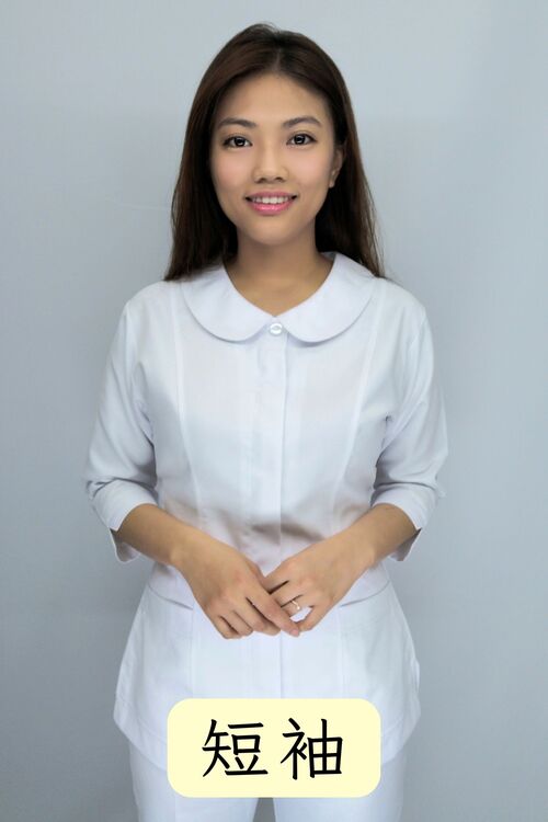 B50016#白色短袖護師服褲裝示意圖