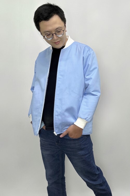 B86288#水藍色內鋪棉手術外套示意圖