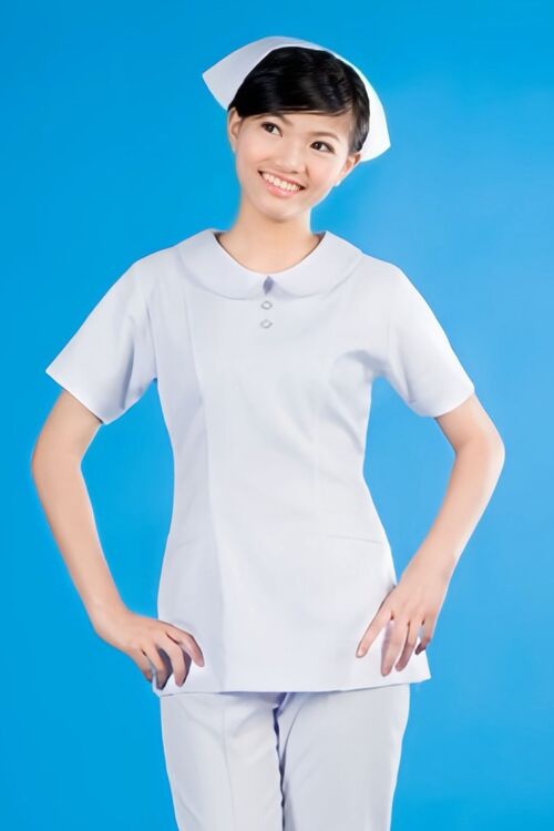 TB03016#白色短袖護師單上衣示意圖