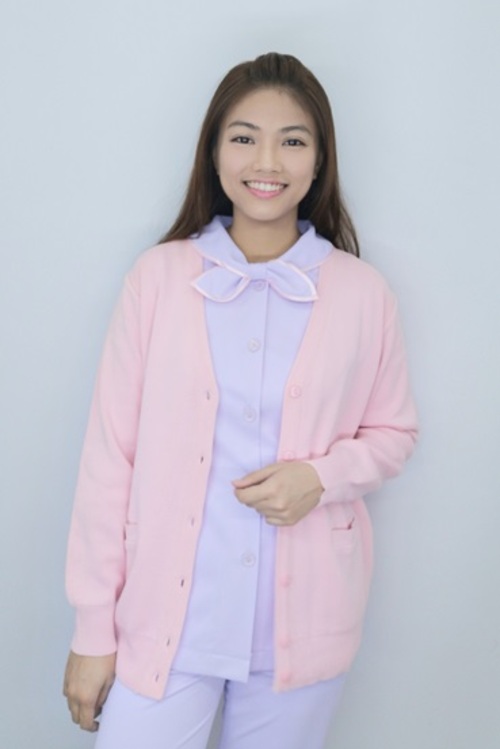 C09028#珍珠粉色針織外套示意圖