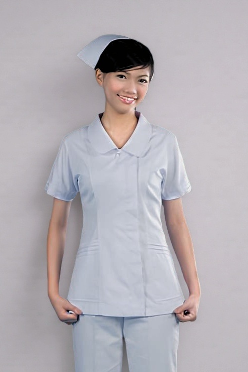 TB30016#白色短袖護師服單上衣示意圖