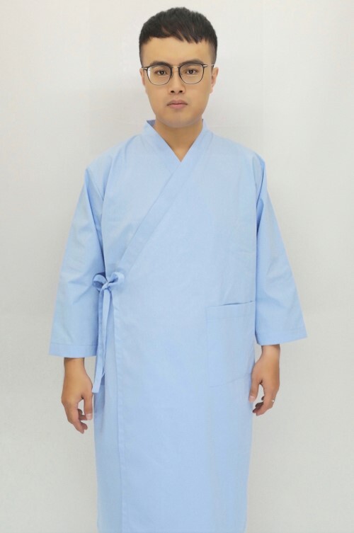 A21288#水藍色和服式病人服示意圖