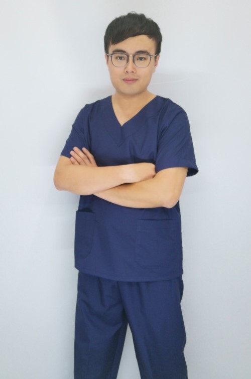B20296#男-深藍色短袖刷手服套裝示意圖