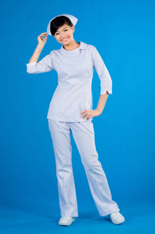 B24017#白色七分袖護師服示意圖