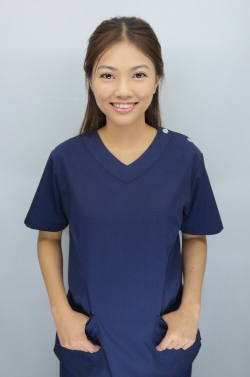現貨-B38296#深藍色V領短袖護師褲裝示意圖