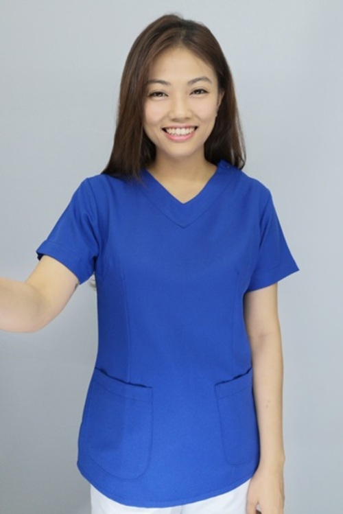 B38306#寶藍色短袖護師服褲裝示意圖