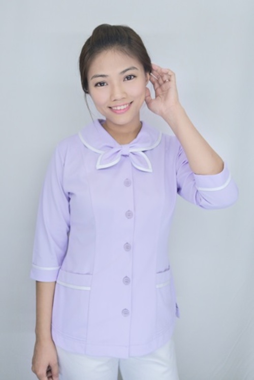 褲裝/【 B47067b 】淡粉紫色七分袖護師服 (科技機能布)示意圖