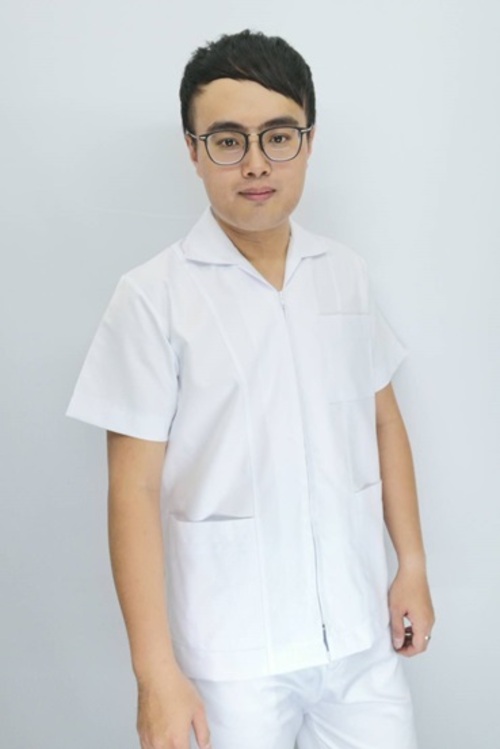 B49016#白色短袖男護師服褲裝示意圖