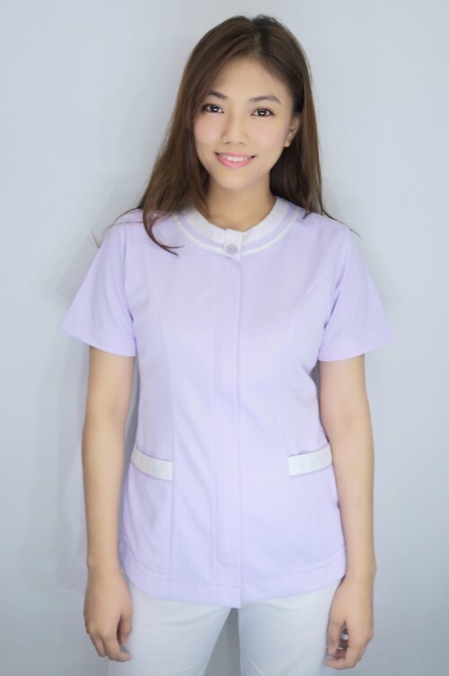 褲裝/【B59066c】淡粉紫色短袖護師服(科技機能布)示意圖