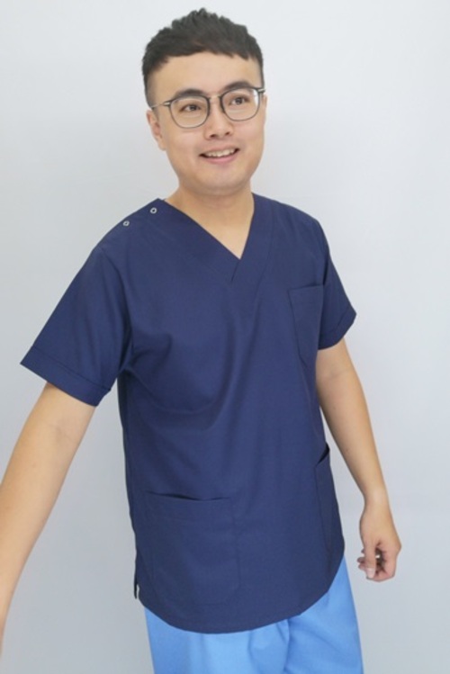 B63296#男-深藍色短袖刷手服套裝示意圖