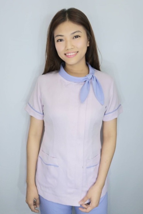 褲裝 /【 B65066c 】淡粉紫色 短袖護師服 (透氣快乾棉麻質感布)示意圖
