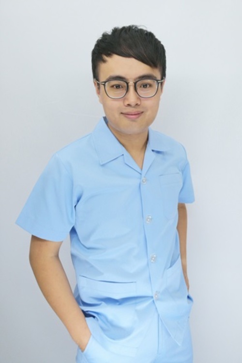 B69286#水藍色短袖男護師服褲裝示意圖