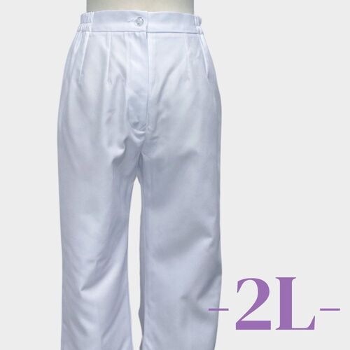P0111_2L# 2L 白色護師服長褲(拉鍊)示意圖