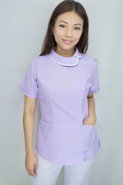 上衣TB11066b-3 // 深粉紫色短袖護師服單上衣示意圖