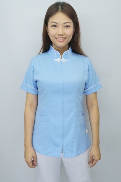 上衣TB13286a // 水藍色短袖護師服單上衣示意圖