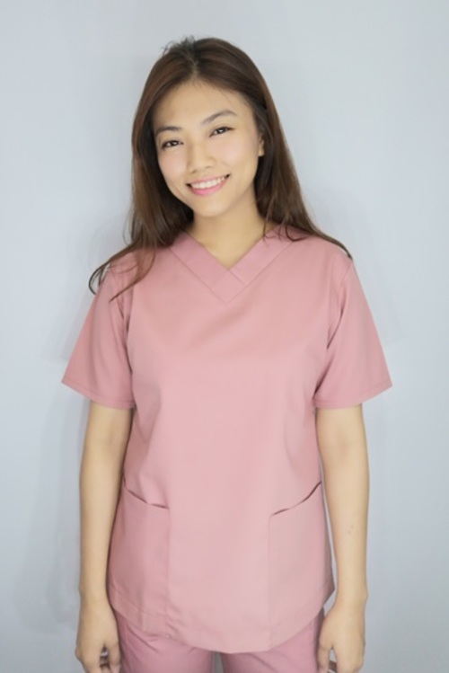 上衣TB61206 // 藕粉色短袖護師服單上衣示意圖