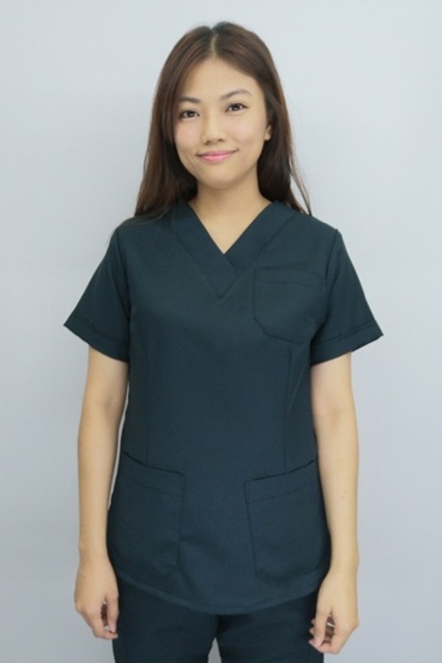 上衣TB61316 // 墨綠色短袖護師服單上衣示意圖