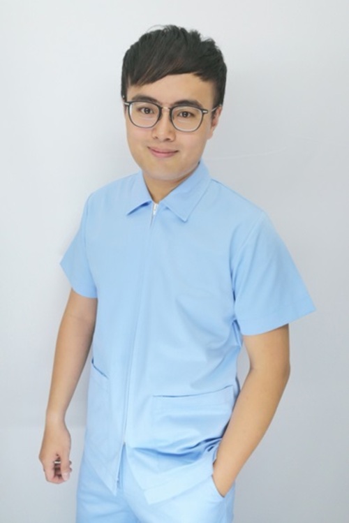 TB68286#水藍色短袖男護師上衣示意圖