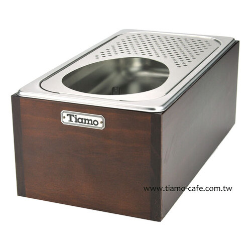 TIAMO 洗杯器渣桶附滴水盤木盒(大)示意圖