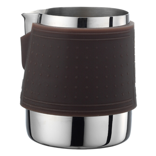 【停產】Tiamo 1029 拉花杯附矽膠杯套300cc 咖啡色 通過SGS示意圖