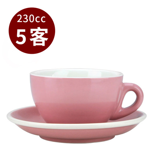 【停產】TIAMO 15號 咖啡杯盤組 5客 230cc 粉紅示意圖