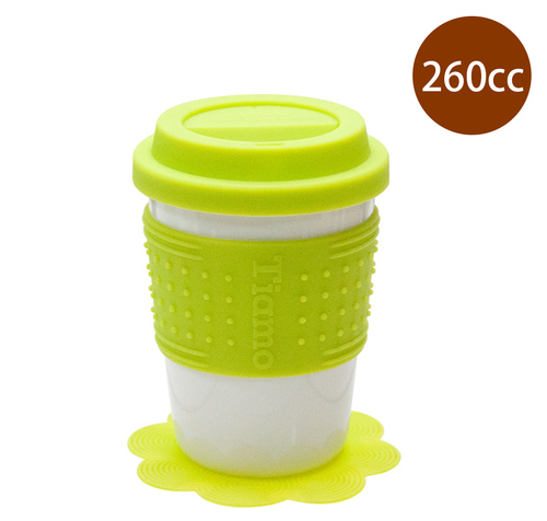 馬克杯260cc(翠綠)附矽膠蓋.直型矽膠套.矽膠墊示意圖