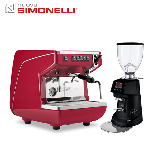 組合特惠！Nuova Simonelli Appia Life 單孔營業機 紅 + Fiorenzato F64ES 營業用磨豆機 黑/白示意圖