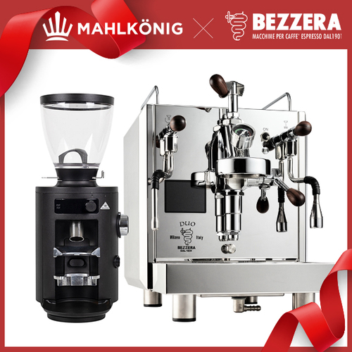 組合特惠！BEZZERA 貝澤拉 Flow Control Duo MN雙鍋半自動咖啡機 不銹鋼原色 - 手控版 110V + Mahlkonig X54 黑/白示意圖