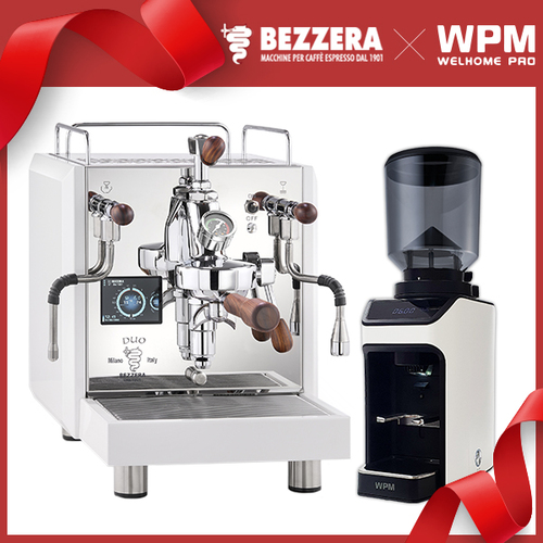 組合特惠！BEZZERA 貝澤拉 Flow Control Duo MN 雙鍋半自動咖啡機 白色 - 手控版 110V+ WPM ZD-17OD All Ground 磨豆機 110V (不鏽鋼)示意圖