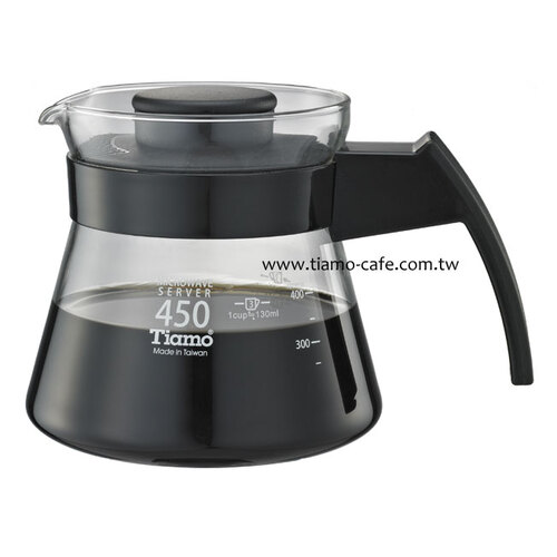 Tiamo 玻璃咖啡壺450cc 弧型把手 通過SGS檢測示意圖