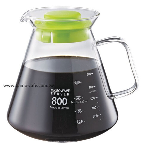Tiamo 耐熱玻璃咖啡壺 玻璃把手款 800cc 台灣製 通過SGS檢測示意圖