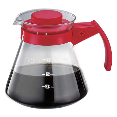 【停產】Tiamo 玻璃咖啡壺650cc/4杯 紅色示意圖