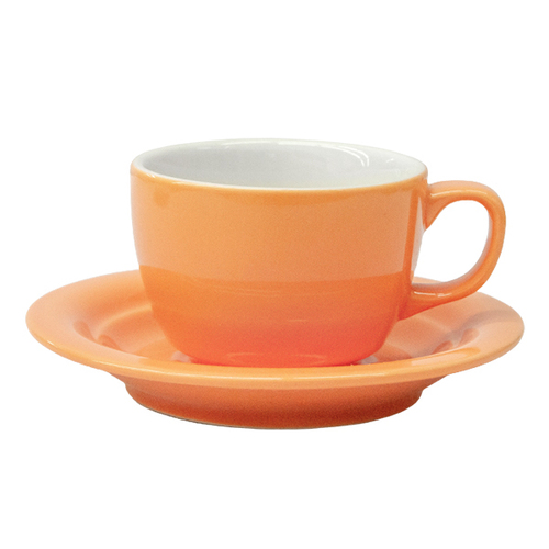【特惠】35號-卡布奇諾咖啡杯盤組-橘色釉250cc示意圖