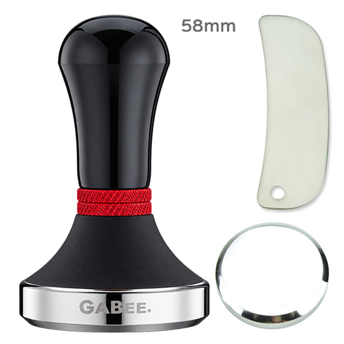 GABEE. 1406A黑色鋁柄填壓器 58 mm 紅色 + B底座 + 撥粉示意圖