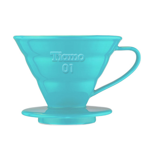 TIAMO V01陶瓷圓錐咖啡濾器組 (藍) 附量匙濾紙示意圖