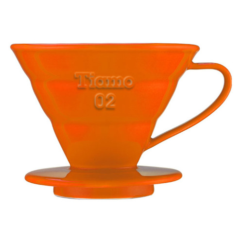 【停產】TIAMO V02陶瓷圓錐咖啡濾器組 (橘) 附量匙濾紙示意圖
