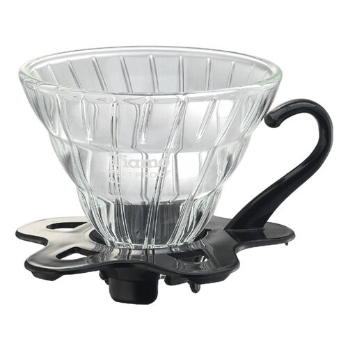 【停產】TIAMO V01 耐熱玻璃咖啡濾杯 濾器 附咖啡匙+滴水盤 黑色示意圖