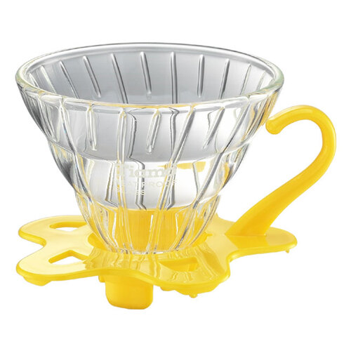 TIAMO V01 耐熱玻璃 咖啡 濾杯 濾器 附咖啡匙+滴水盤 黃色示意圖