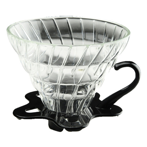 TIAMO V02 耐熱玻璃 咖啡 濾杯 濾器 附咖啡匙+滴水盤 黑色示意圖